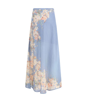 Zimmermann Light Blue Linen Long Skirt