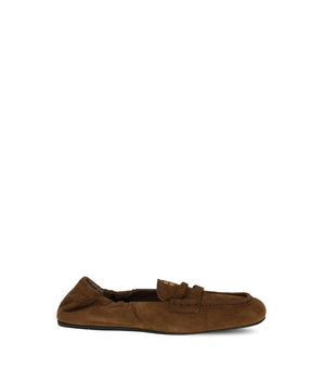 Miu Miu Brown Calf Leather Bos Taurus Slip-On Loafers