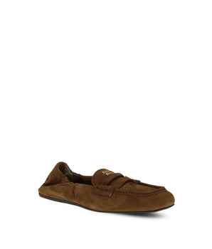 Miu Miu Brown Calf Leather Bos Taurus Slip-On Loafers