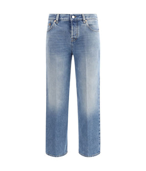 Gucci Light Blue Cotton Straight-Leg Jeans
