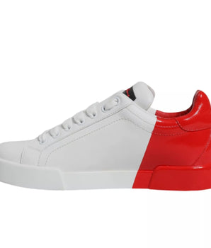 Dolce &amp; Gabbana White Red Portofino Low Top Sneakers