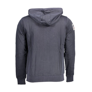 U.S. POLO ASSN. "Blue Cotton Men Sweater with Embroidered Zip and Pockets"