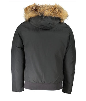 Woolrich Gray Cotton Men's Jacket with Hood and Removable Fur