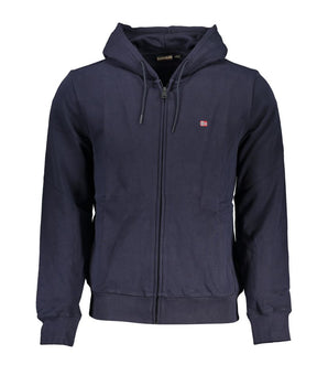 Napapijri Blue Cotton Men Sweater with Hood
