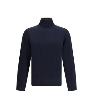 Roberto Collina Blue Merino Wool Turtleneck
