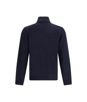 Roberto Collina Blue Merino Wool Turtleneck