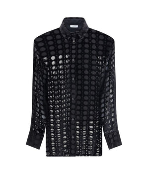 Ferragamo Black Silk Pattern Shirt