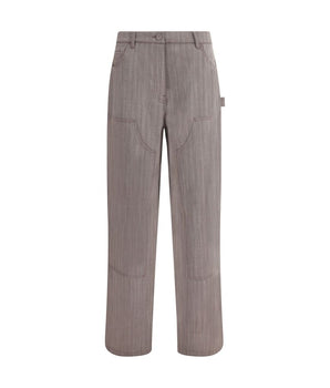 Golden Goose Brown Fleece Wool Casual Pants