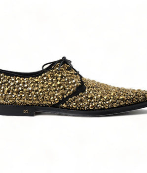 Dolce &amp; Gabbana Black Gold Embellished Derby Shoes
