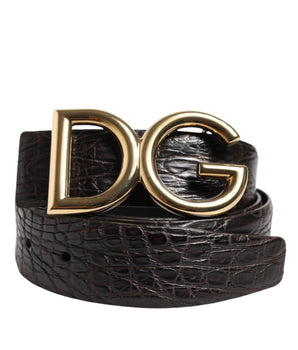 Dolce & Gabbana Black Exotic Leather DG Logo Buckle Belt
