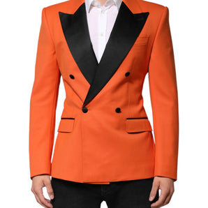 Dolce & Gabbana Orange SICILIA Double Breasted Coat Blazer