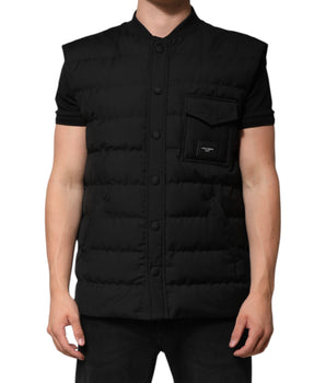 Dolce &amp; Gabbana Black Sleeveless Parka Logo Plaque Jacket
