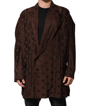 Dolce &amp; Gabbana Brown Polyester Logo Monogram Jacket
