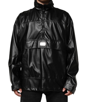 Dolce &amp; Gabbana Black Polyester Logo Plaque Bomber Jacket