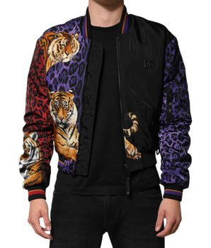 Dolce &amp; Gabbana Multicolor Tiger Print Men's Bomber Jacket
