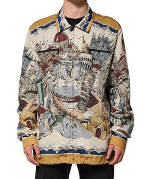 Dolce &amp; Gabbana Multicolor Italian Motif Men Bomber Jacket