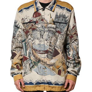 Dolce & Gabbana Multicolor Italian Motif Men Bomber Jacket