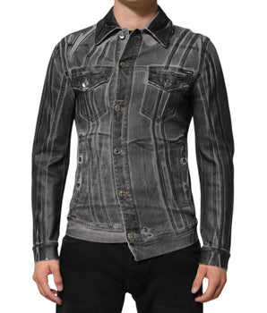 Dolce &amp; Gabbana Gray Washed Cotton Stretch Denim Jacket