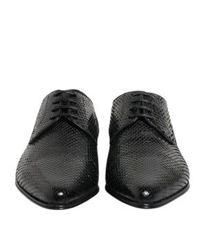 Dolce &amp; Gabbana Black Exotic Leather Lace Up Derby Shoes