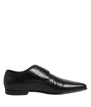 Dolce &amp; Gabbana Black Exotic Leather Lace Up Derby Shoes