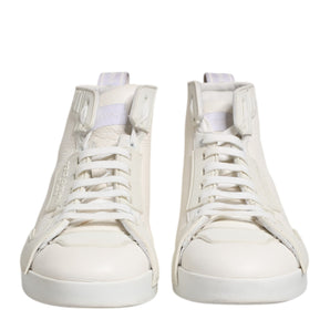 Dolce & Gabbana White Leather Mid Top Sneakers Shoes