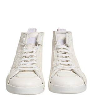 Dolce &amp; Gabbana White Leather Mid-Top Tennis Shoes