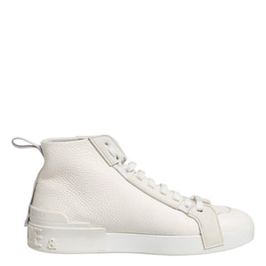 Dolce & Gabbana White Leather Mid Top Sneakers Shoes