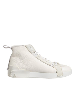 Dolce &amp; Gabbana White Leather Mid-Top Tennis Shoes