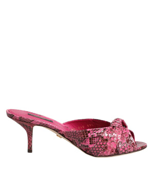 Dolce &amp; Gabbana Pink Leather Heels Slides Sandals Shoes