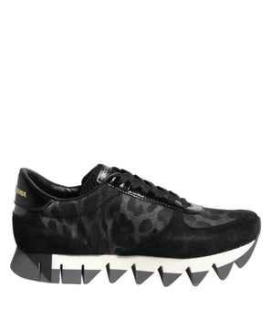 Dolce & Gabbana Black Gray Leopard Low Top Sneakers Shoes
