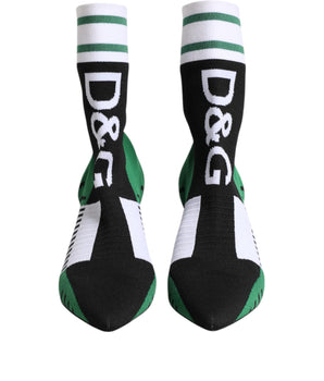 Dolce & Gabbana Green Stretch Sock Style Ankle Boots Shoes