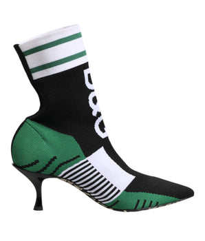 Dolce & Gabbana Green Stretch Sock Style Ankle Boots Shoes