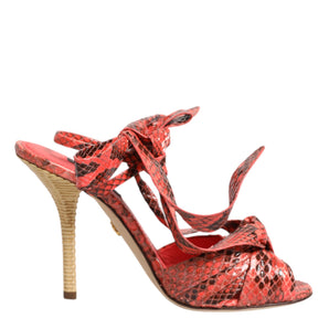 Dolce & Gabbana Coral Python Leather Heels Sandals Shoes