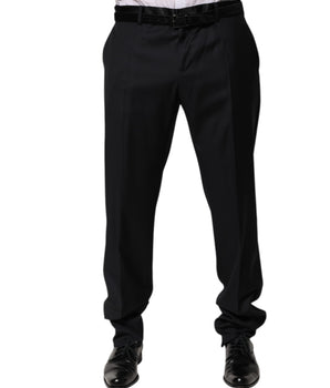 Dolce &amp; Gabbana men's black wool fancy pants