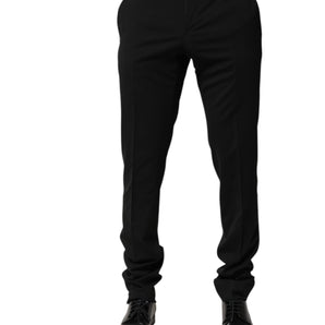 Dolce & Gabbana Black Wool Tapered Formal Men Dress Pants