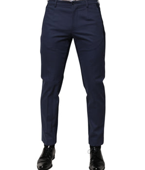 Dolce & Gabbana Blue Cotton Tapered Men Formal Trousers Pants