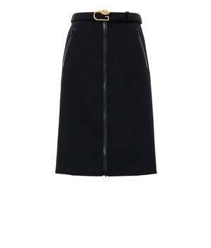 Gucci Black Wool Midi Skirt