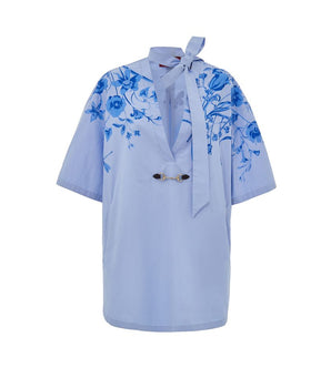 Gucci Blue Cotton Pattern Shirt