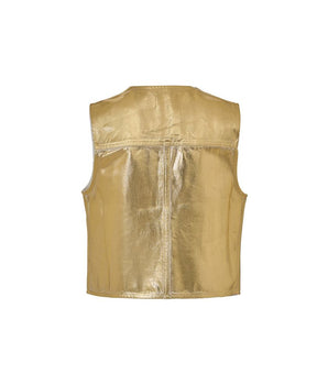 Ganni Gold Cotton Sleveless Jacket