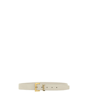 Saint Laurent White Calf Leather Bos Taurus Regular Belt