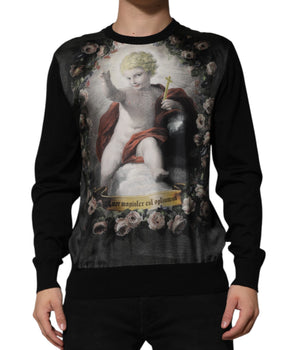 Baroque Dolce &amp; Gabbana Black Cashmere Cherub Print Sweater