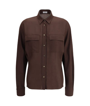 Brunello Cucinelli Brown Polyester Dress Shirt