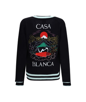 Casablanca Merino Wool Embroidered Cardigan