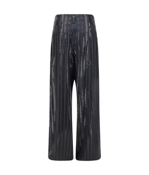 Brunello Cucinelli Gray Fleece Wool Casual Pants