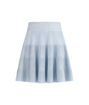 Balmain Light Blue Viscose Mini Skirt