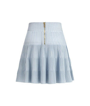 Balmain Light Blue Viscose Mini Skirt