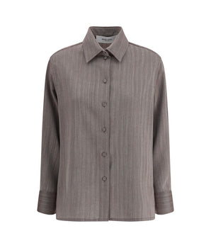 Golden Goose Brown Fleece Wool Dress Shirt