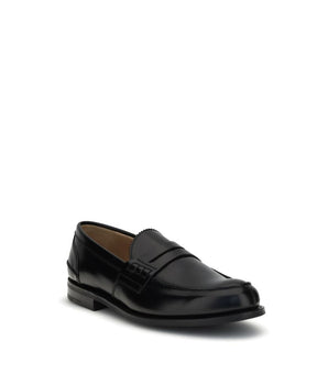 Leather's Black Calf Leather Bos Taurus Slip-On Loafers