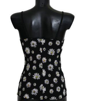 Dolce & Gabbana Black Daisy Print Dress Lingerie Chemisole