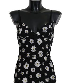 Dolce & Gabbana Black Daisy Print Dress Lingerie Chemisole